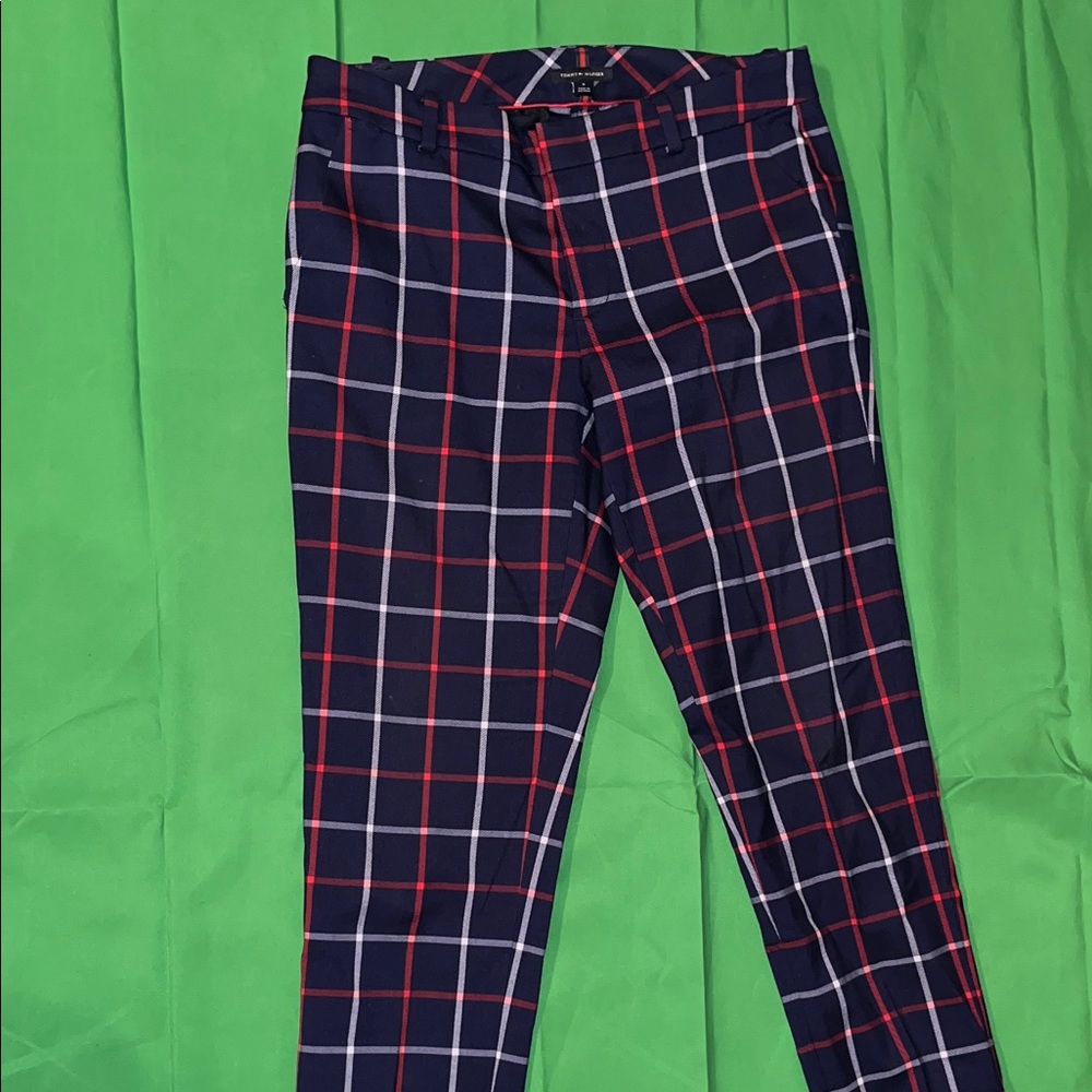 Tommy Hilfiger Red and Blue Plaid Pants